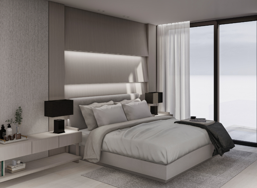 Diseño de interiores de lujo en Edificio Unkanny por Estudio Modo Casa. ○ Interiorismo moderno en Mar del Plata con mobiliario a medida. ○ Living con vistas al mar en edificio de Carlos Ott.